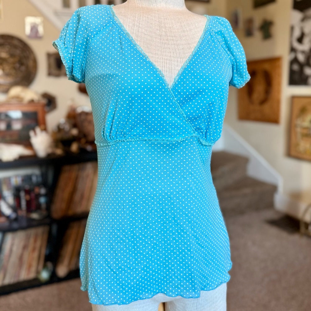 Vintage 90s / 2000s y2k Studio Y Polka Dot Baby Doll Top